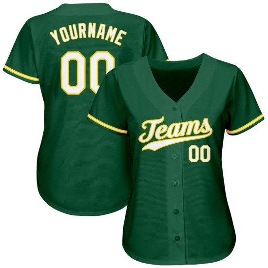 Kelly Jersey Weiß-Gold Baseball Custom Grün Authentic Kelly Jersey Weiß-Gold Baseball Custom Grün Authentic
