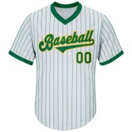 Throwback Shirt Baseball Kelly Rib-Strick Custom Green Jersey Authentic Nadelstreifen Weiß Grün-Gold Kelly