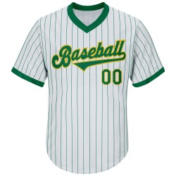 Throwback Shirt Baseball Kelly Rib-Strick Custom Green Jersey Authentic Nadelstreifen Weiß Grün-Gold Kelly