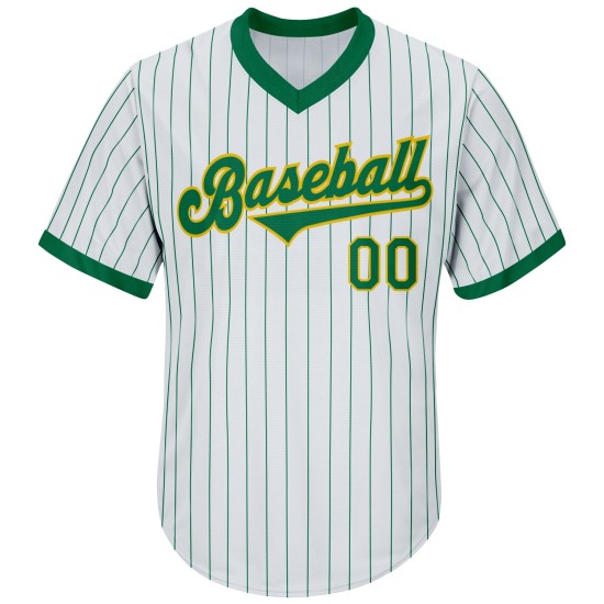 Throwback Shirt Baseball Kelly Rib-Strick Custom Green Jersey Authentic Nadelstreifen Weiß Grün-Gold Kelly Throwback Shirt Baseball Kelly Rib-Strick Custom Green Jersey Authentic Nadelstreifen Weiß Grün-Gold Kelly