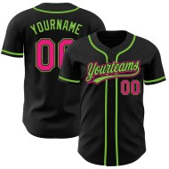 Baseball Grün Authentic Schwarz Pink-Neon Benutzerdefinierte Hot Jersey