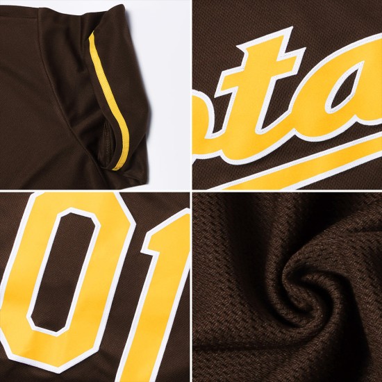 Braun-Gold Baseball Jersey Braun Custom Authentic Braun-Gold Baseball Jersey Braun Custom Authentic
