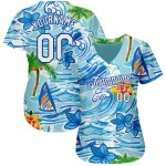 Weiß und Strand Bäume authentische königliche Muster Blumen benutzerdefinierte 3D Baseball Design Jersey Hawaii Palm Weiß und Strand Bäume authentische königliche Muster Blumen benutzerdefinierte 3D Baseball Design Jersey Hawaii Palm
