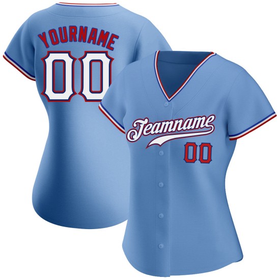 Authentisches Baseballtrikot Custom Blau Hellweiß-Rot Authentisches Baseballtrikot Custom Blau Hellweiß-Rot