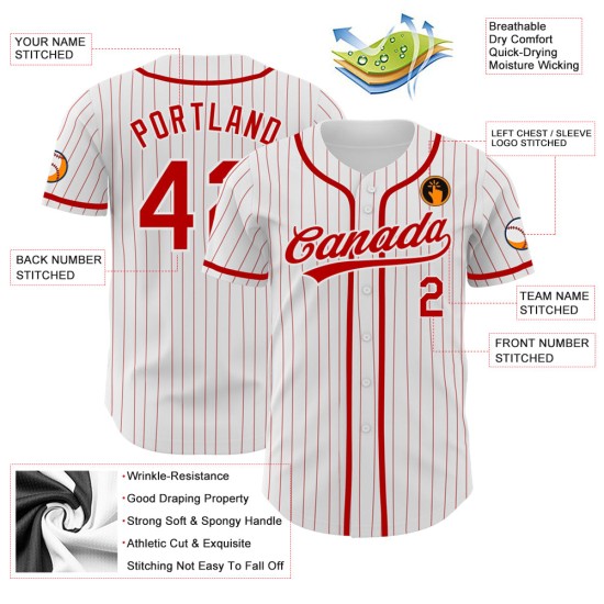 Rot Weiß Jersey Baseball Custom Authentic Nadelstreifen Rot Rot Weiß Jersey Baseball Custom Authentic Nadelstreifen Rot