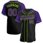 Jersey Authentic Raglan Lila-Neon Ärmel Grün Custom Baseball Schwarz Jersey Authentic Raglan Lila-Neon Ärmel Grün Custom Baseball Schwarz