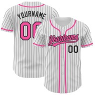 Weiß Custom Authentic Jersey Rosa Baseball Nadelstreifen Schwarz