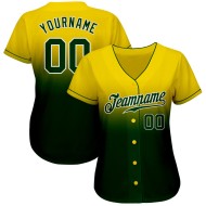 Fade Grün-Weiß Custom Authentic Jersey Gelb Baseball Mode