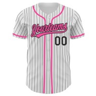 Weiß Custom Authentic Jersey Rosa Baseball Nadelstreifen Schwarz