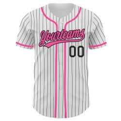 Weiß Custom Authentic Jersey Rosa Baseball Nadelstreifen Schwarz