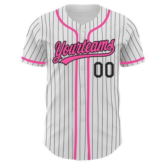 Weiß Custom Authentic Jersey Rosa Baseball Nadelstreifen Schwarz Weiß Custom Authentic Jersey Rosa Baseball Nadelstreifen Schwarz