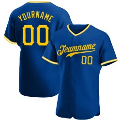 Benutzerdefiniertes gold-weißes Royal Authentic Jersey Baseball