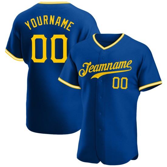 Benutzerdefiniertes gold-weißes Royal Authentic Jersey Baseball Benutzerdefiniertes gold-weißes Royal Authentic Jersey Baseball