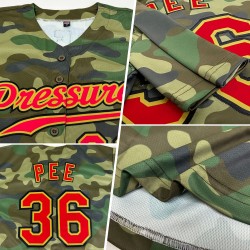 Benutzerdefiniertes Red-Old Baseball Service Authentic Jersey zum Gruß Gold Camo