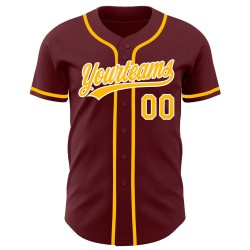 Gold-Weiß Burgund Baseball Custom Jersey Authentic
