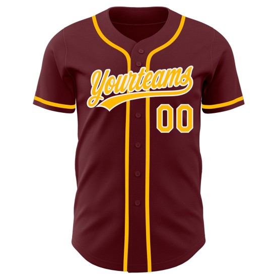Gold-Weiß Burgund Baseball Custom Jersey Authentic Gold-Weiß Burgund Baseball Custom Jersey Authentic