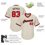 Baseball Custom Rib-Strick Authentic Creme Shirt Jersey Throwback Rot-Schwarz Baseball Custom Rib-Strick Authentic Creme Shirt Jersey Throwback Rot-Schwarz