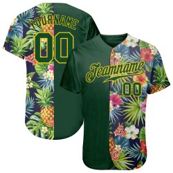 Mit Blumen Ananas Palm Baseball Muster Authentische Jersey Und Muster 3D Tropical Design Custom Blätter