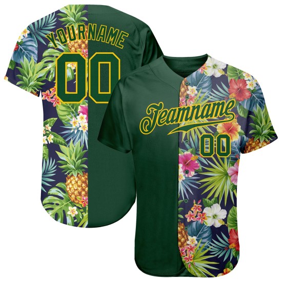 Mit Blumen Ananas Palm Baseball Muster Authentische Jersey Und Muster 3D Tropical Design Custom Blätter Mit Blumen Ananas Palm Baseball Muster Authentische Jersey Und Muster 3D Tropical Design Custom Blätter