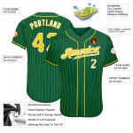Authentisches Kelly Gold Baseball Grün Nadelstreifen Trikot Gold-Weiß Custom Authentisches Kelly Gold Baseball Grün Nadelstreifen Trikot Gold-Weiß Custom