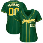 Authentisches Kelly Gold Baseball Grün Nadelstreifen Trikot Gold-Weiß Custom Authentisches Kelly Gold Baseball Grün Nadelstreifen Trikot Gold-Weiß Custom