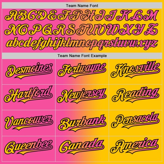 Mode Authentische Jersey Custom Gelb Rosa-Schwarz Gradienten Baseball Mode Authentische Jersey Custom Gelb Rosa-Schwarz Gradienten Baseball