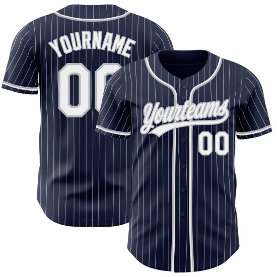 Jersey Navy Weiß-Grau Nadelstreifen Authentic Baseball Custom Weiß Jersey Navy Weiß-Grau Nadelstreifen Authentic Baseball Custom Weiß