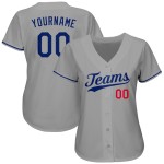 Custom Gray Authentic Baseball Trikot Royal-Rot Custom Gray Authentic Baseball Trikot Royal-Rot